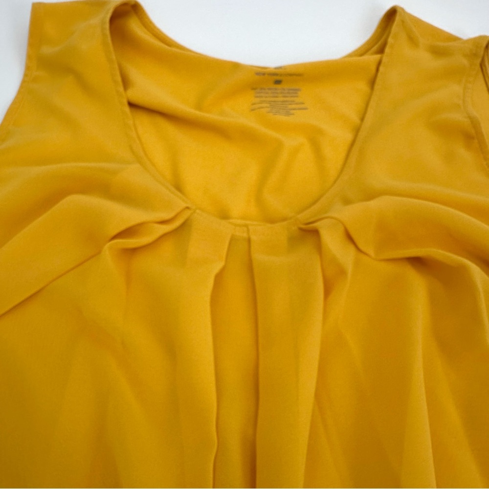 NWT NY&Co Tank Top XXL Yellow Pleated Chiffon Front Knit Back Sleeveless Career - Picture 7 of 9